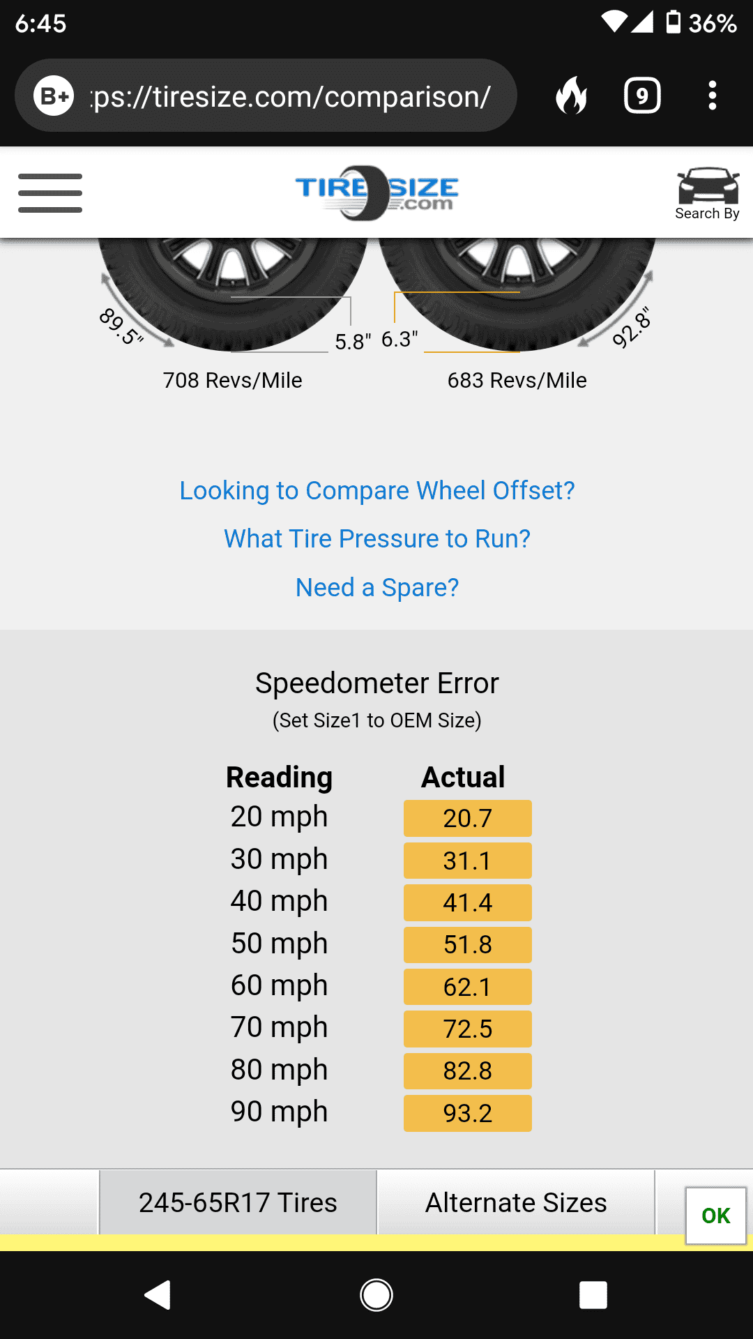 Ford Maverick who's running 245/65R17 tires? Screenshot_20221006-184511