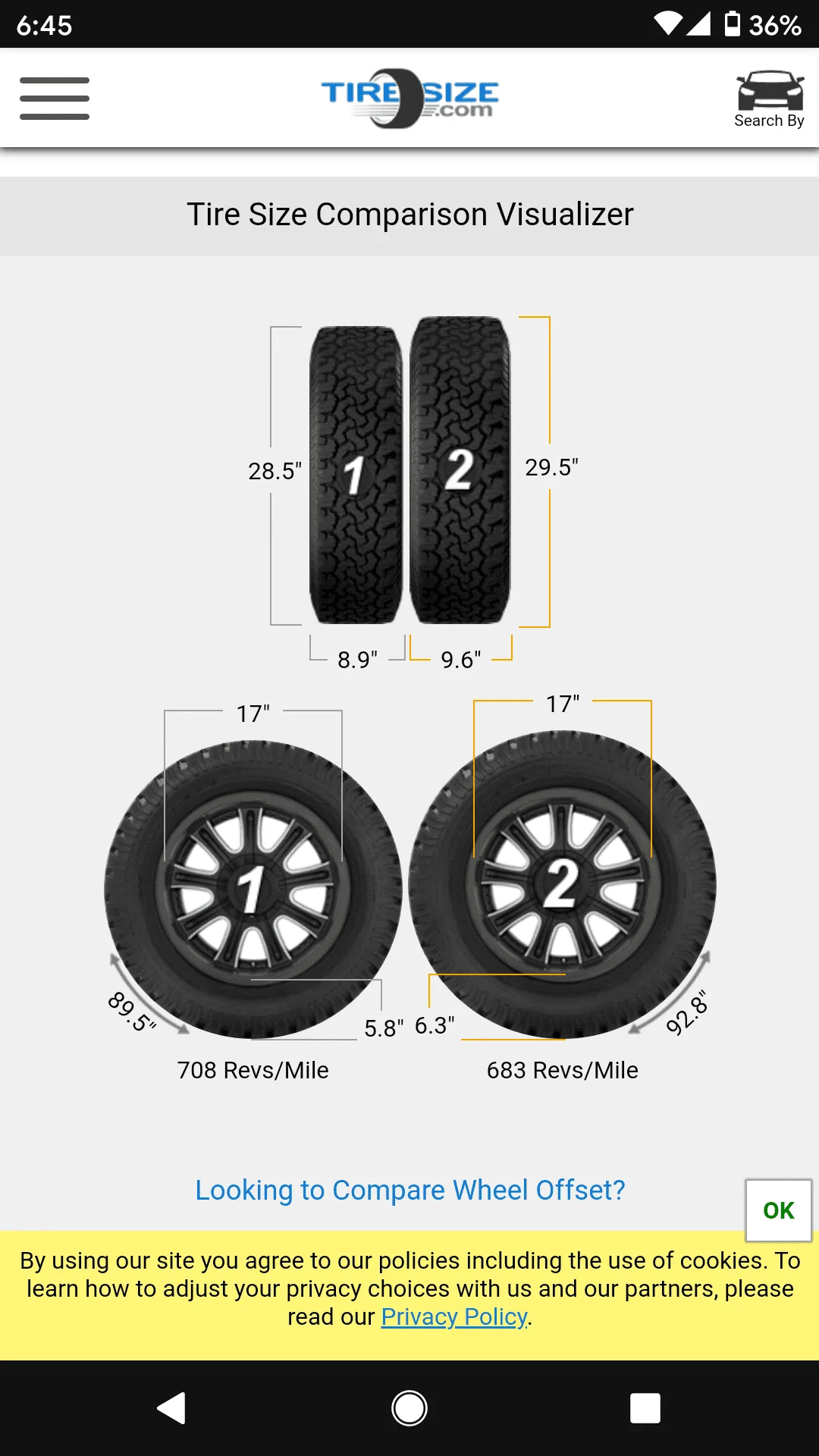 Ford Maverick who's running 245/65R17 tires? Screenshot_20221006-184521