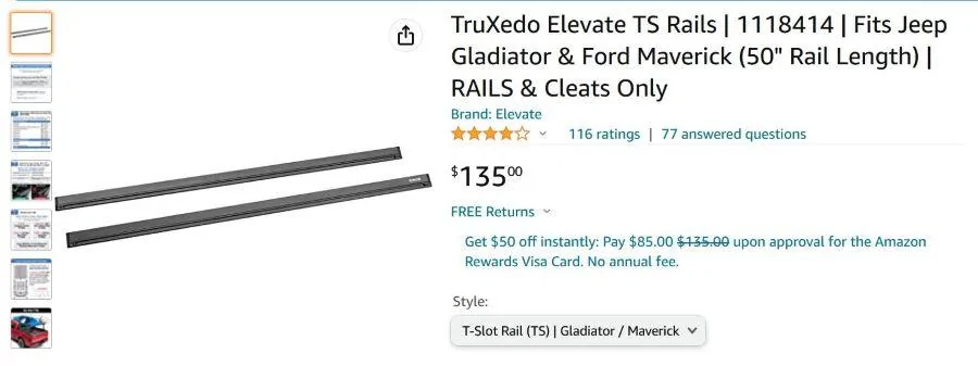 Ford Maverick Bed rack that works with hard folding tonneau? Truxedo TS rails