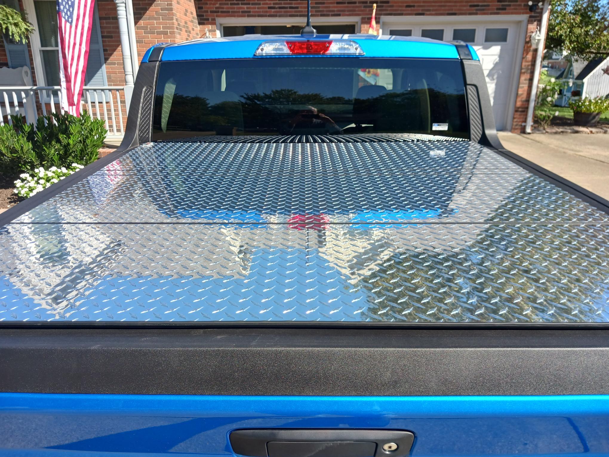Ford Maverick Diamond plate tri-fold bed cover installed Maverick bed cover 2