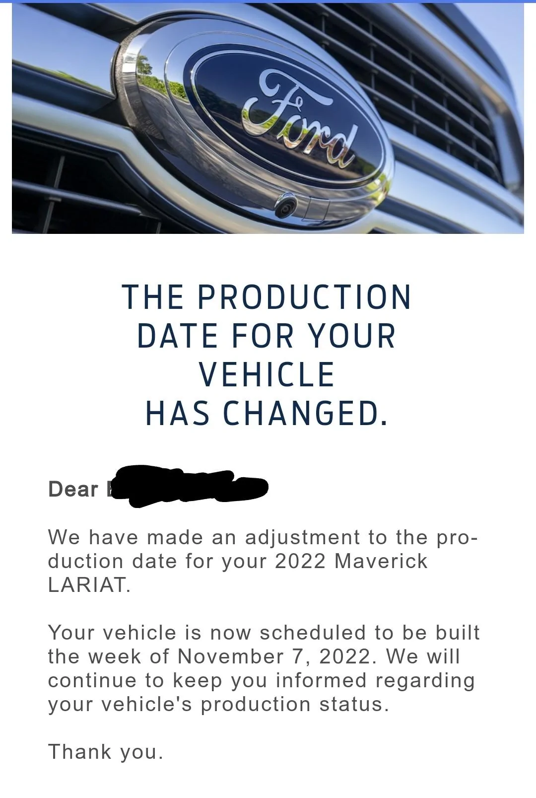 Ford Maverick Build date pushed email received 10/11 Screenshot_20221011-193634_TypeApp~2