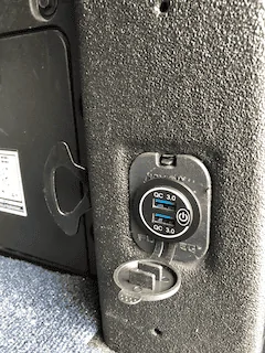 Ford Maverick 12v and USB installed in bed IMG_2384