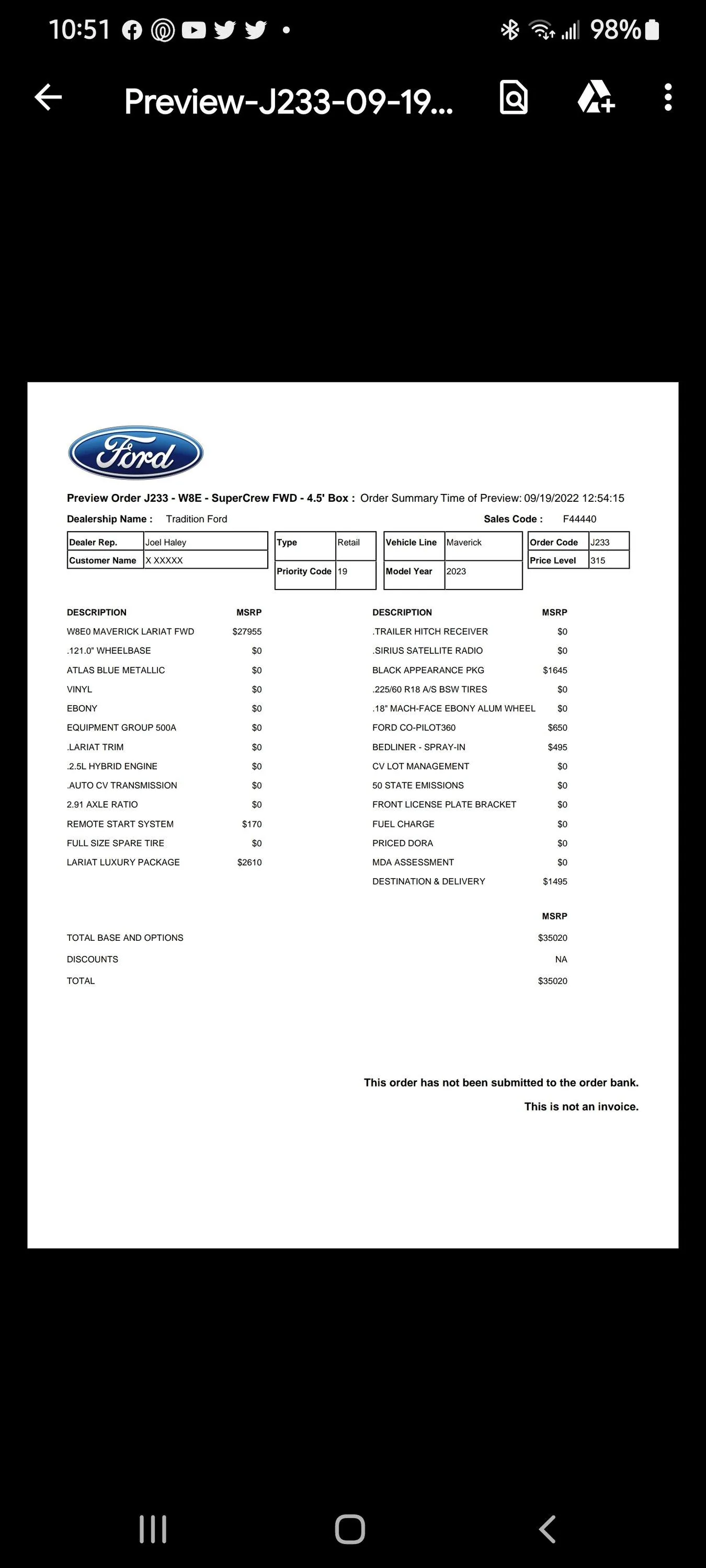 Ford Maverick Tremor Maverick color -- what did you order? Screenshot_20220920-105114_Driv