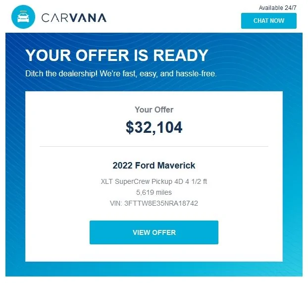Carvana XLT Maverick Hybrid 10-15-22.JPG