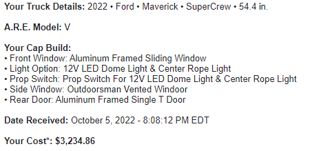 Ford Maverick ARE Bed Cap for Maverick (First Look Pics) 1666043270948