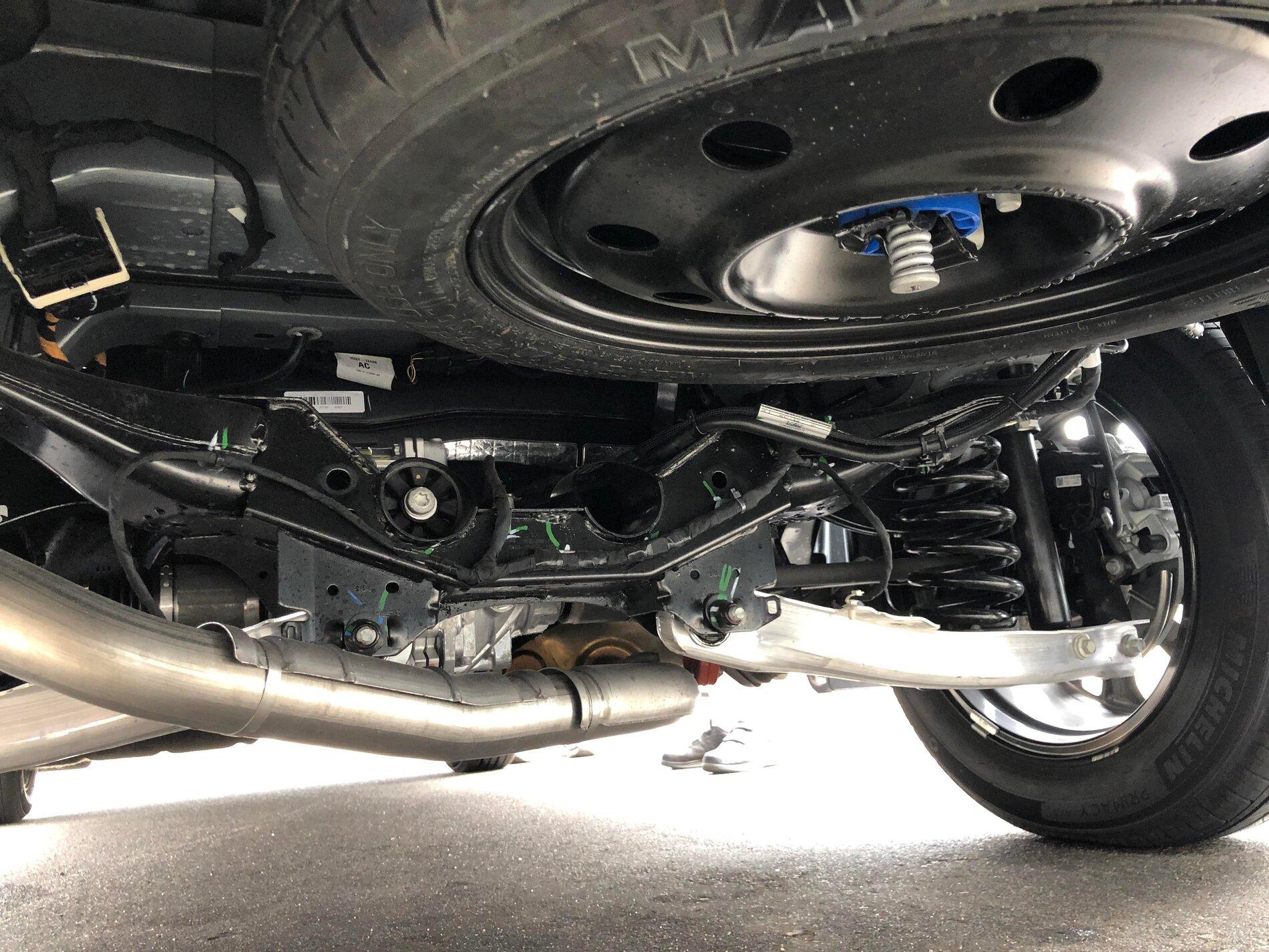 Ford Maverick Exhaust will need serious help. 2022 Ford Maverick undercarriage suspension frame exhaust spare tire