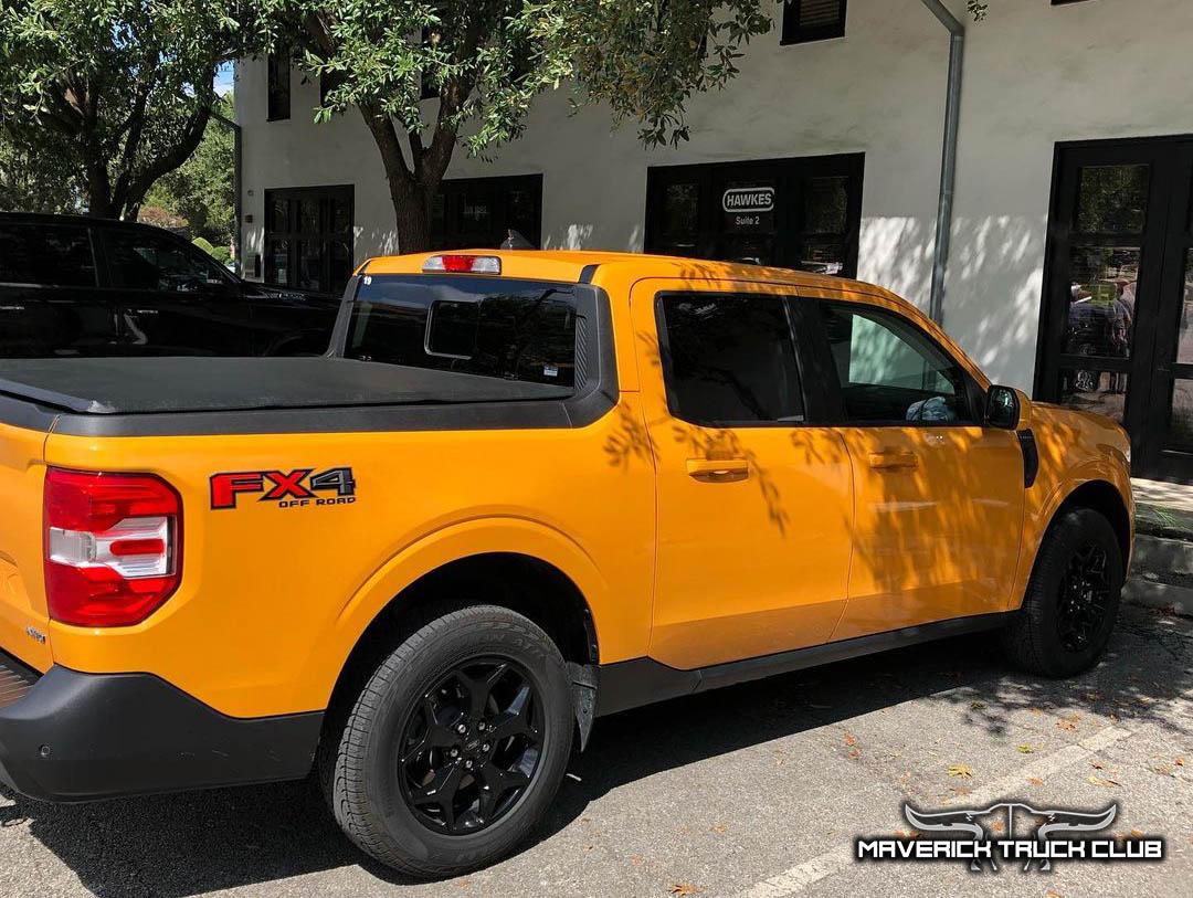 Ford Maverick CYBER ORANGE Maverick Photos Thread Cyber Orange Maverick Lariat FX4 black wheels 1