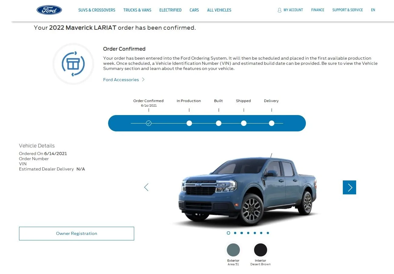 Ford Maverick My Production Date Estimate was week of 9/20, but it is no longer mentioned on the tracker. Getting worried. Maverick Order