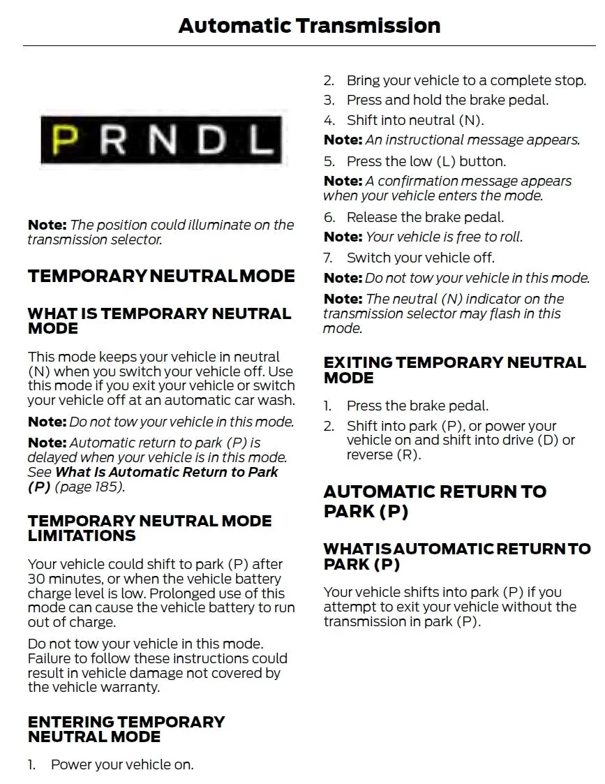 Ford Maverick Learned Something New – Auto Return to Park Feature Temporary Neutral Mod