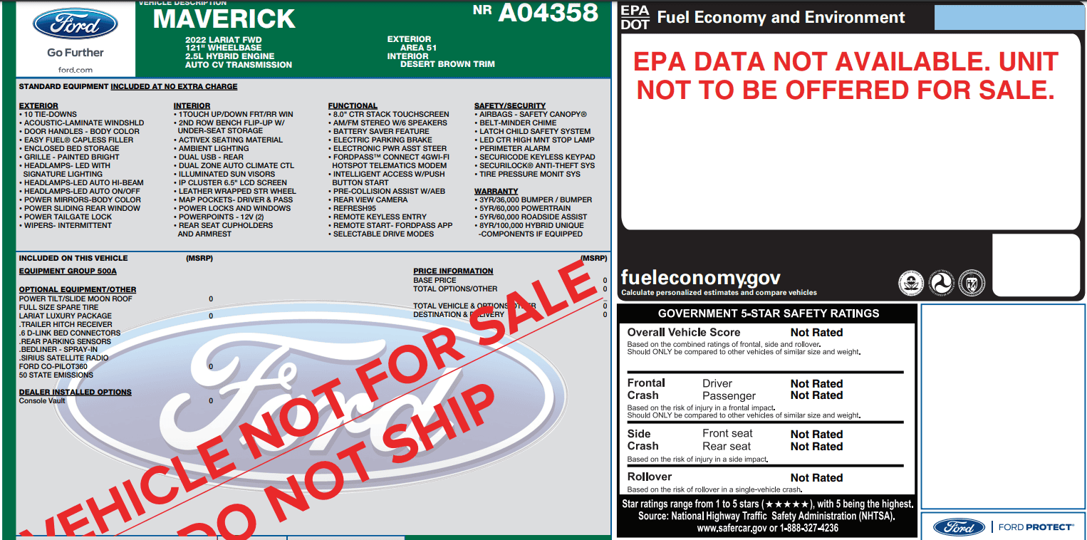 Ford Maverick EPA MPG for Hybrid Maverick —when will it come out? 1632256790902