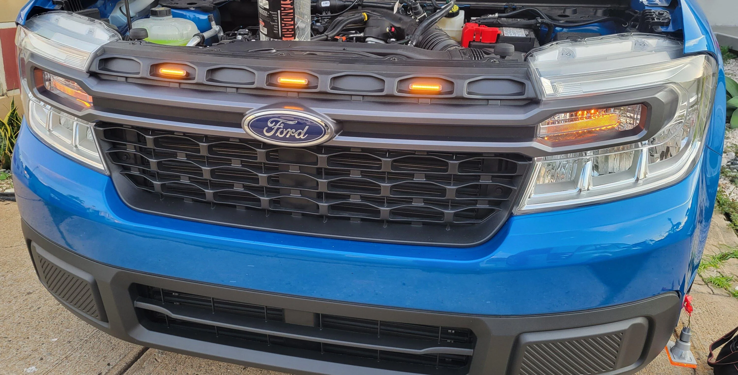 Ford Maverick My new Raptor 3-Light LED Grill Lights installed! 20221016_174103