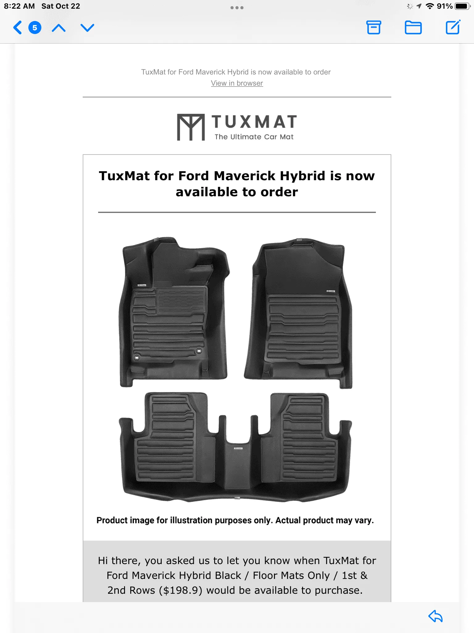 Ford Maverick TUXMAT floor mats for Hybrid only $200 now 7613E89A-88AB-48BD-B3D9-03C942F44372
