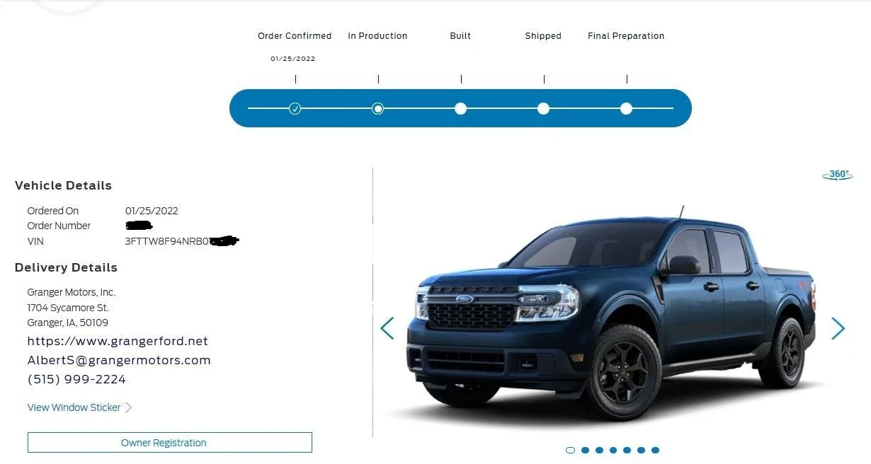 Ford Maverick ECOBOOST ONLY: Tracking Remaining MY22 Builds Granger Order In Production 10_26_Edited