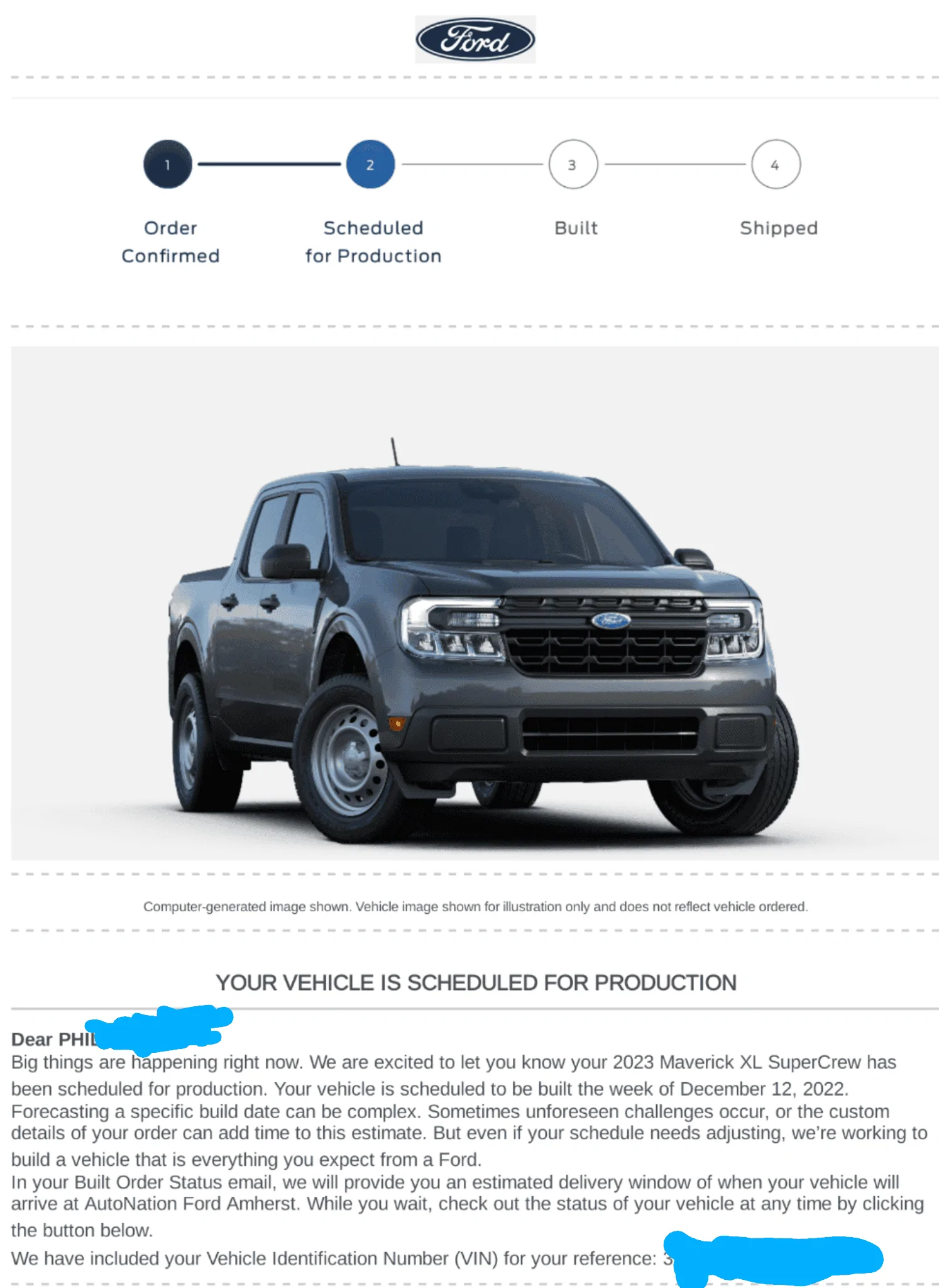 Ford Maverick 🙋🏻‍♂️ Post if you received your 2023 Maverick scheduled for production confirmation & VIN today Oct 28! Screenshot_20221028-144905