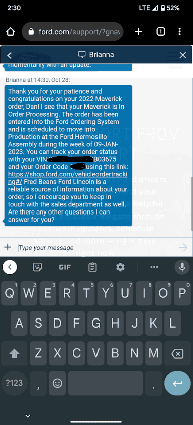 Ford Maverick Any 2023MY get a VIN yet??? 1666985195562