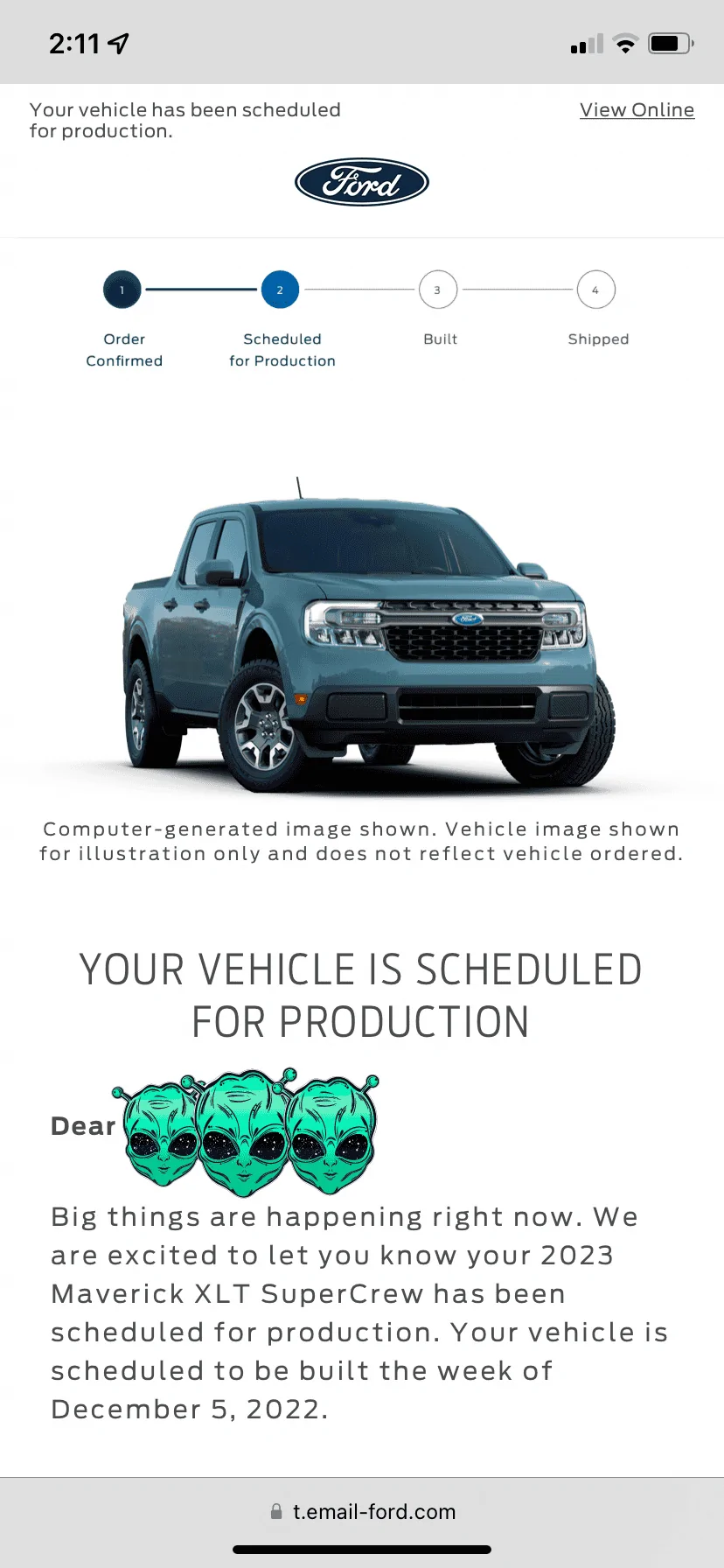 Ford Maverick 🙋🏻‍♂️ Post if you received your 2023 Maverick scheduled for production confirmation & VIN today Oct 28! 4DF610B7-50A2-4210-807D-0F3C67190F58