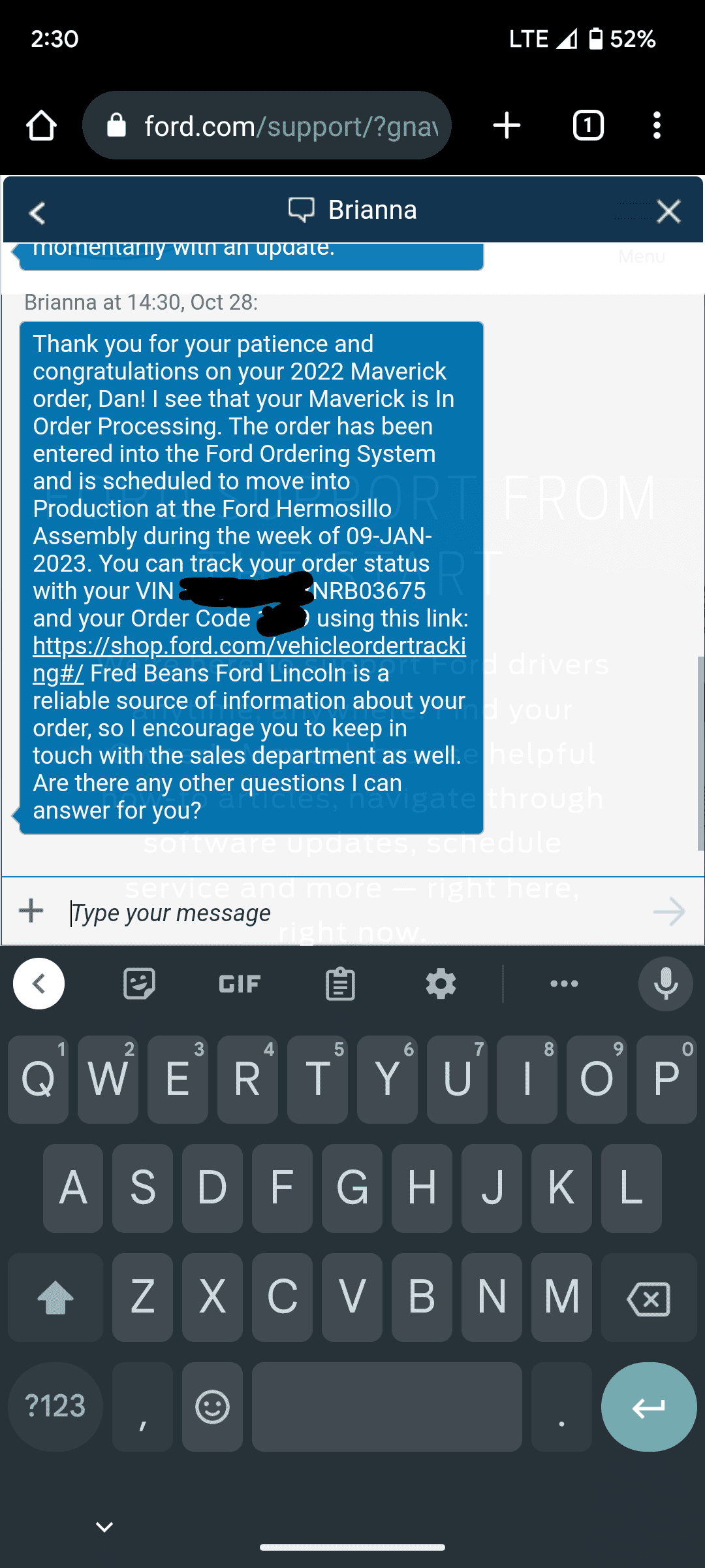Ford Maverick Are ALL of the '22 that were scheduled w a VIN now moved to "Jan 9th" build week? Screenshot_20221028-143025~2