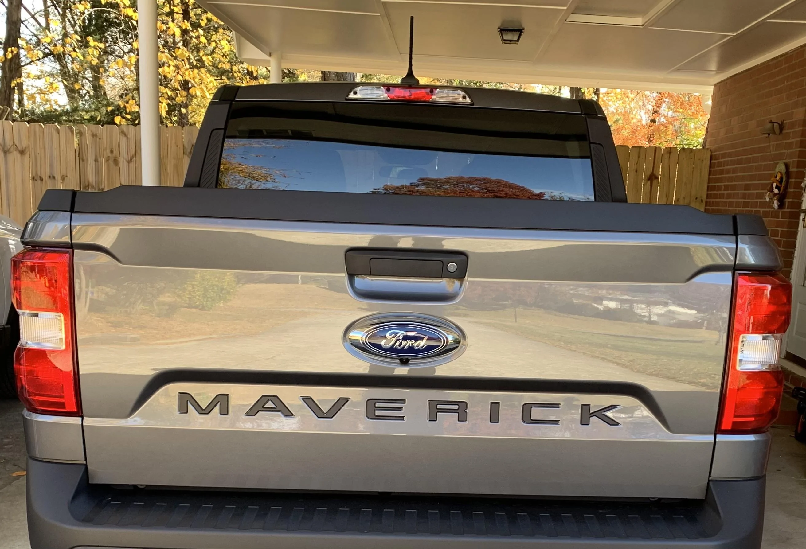 Ford Maverick Modular Bed Liner Installed & Matte Black Maverick Letters IMG-8423