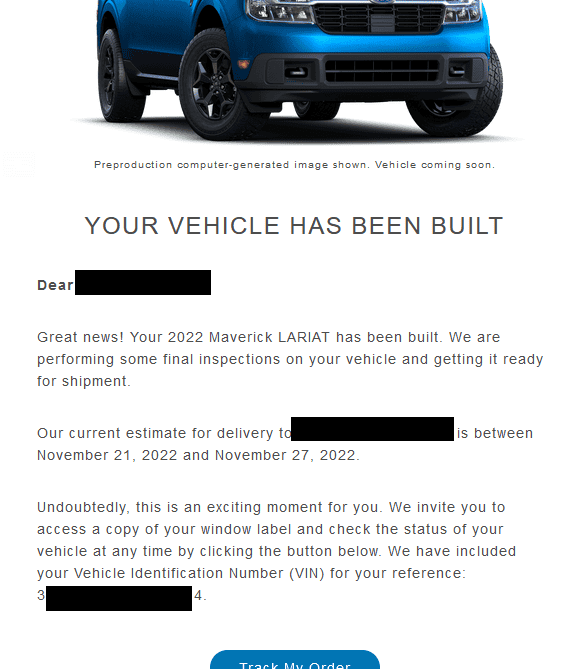 Ford Maverick ECOBOOST ONLY: Tracking Remaining MY22 Builds Built