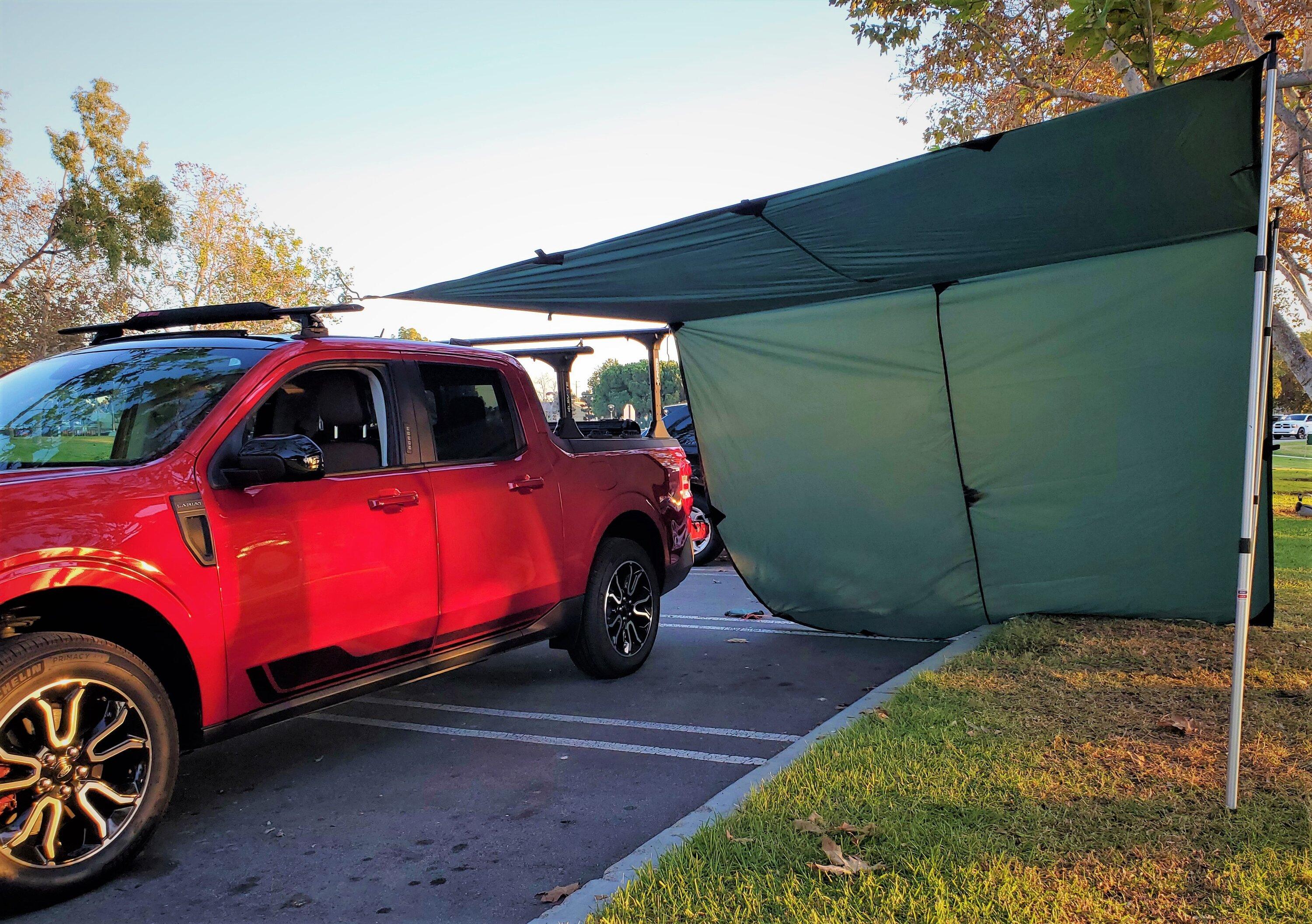 Ford Maverick Rhino Rack Platform + Elevate Rack installed Tarp Canopy 2