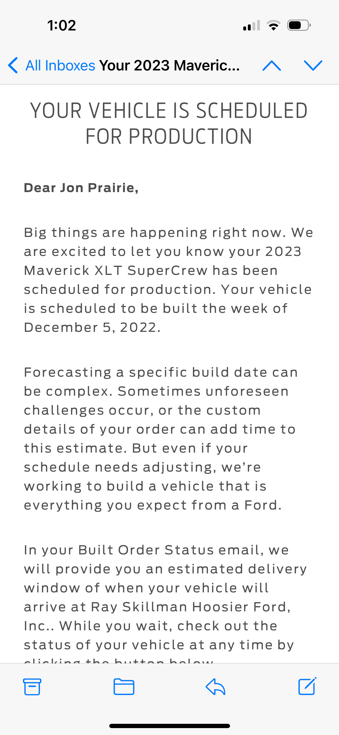 Ford Maverick 🙋🏻‍♂️ Post if you received your 2023 Maverick scheduled for production confirmation & VIN today Oct 28! AF03AA1A-EE07-4456-A8A6-73A310547080