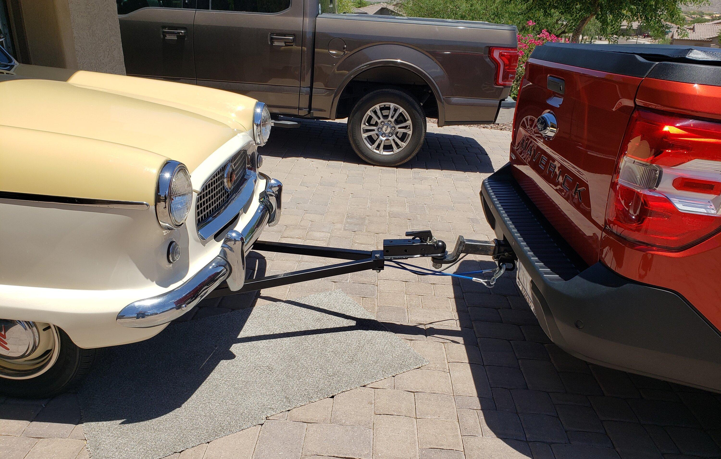 Ford Maverick Towed a car with my Hybrid methitch3