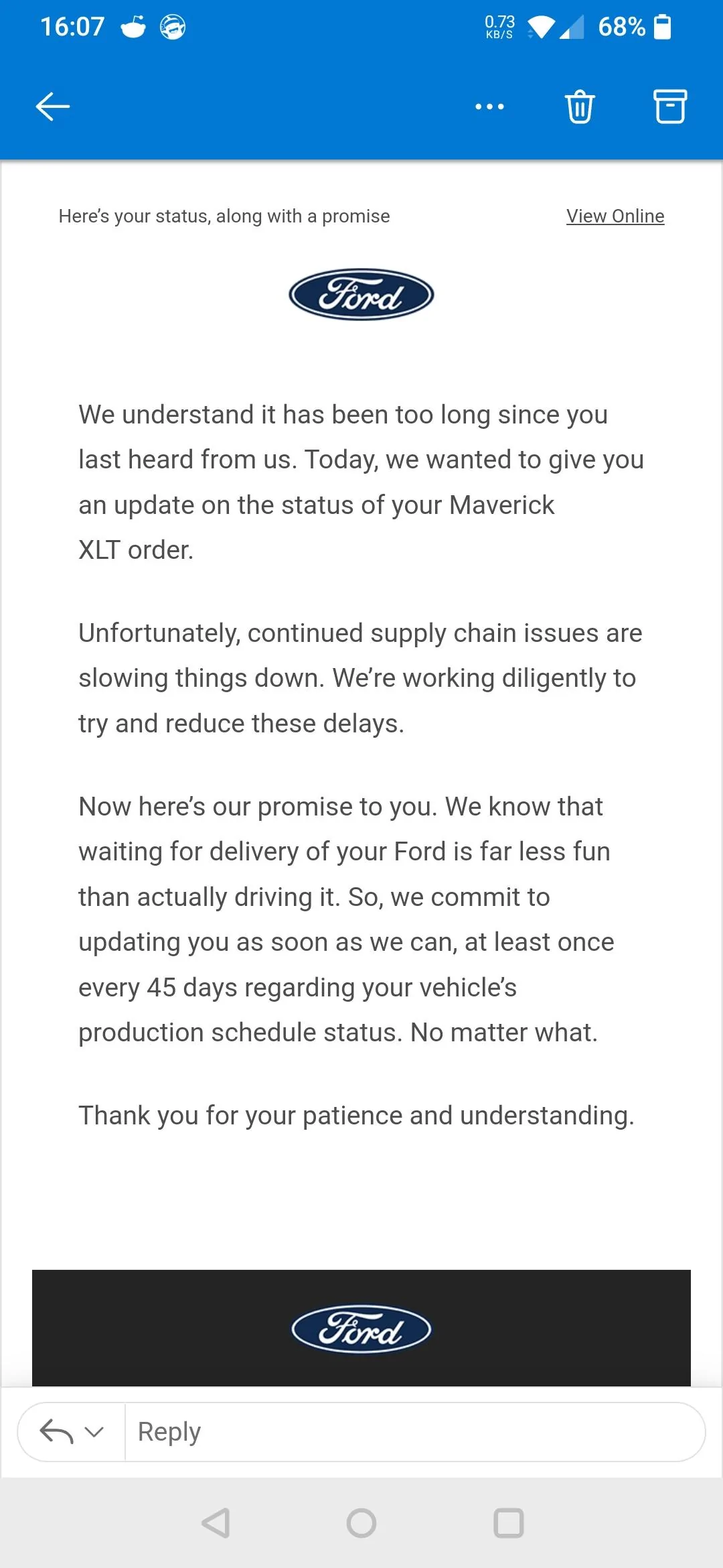 Ford Maverick Who else got this email from Ford? Screenshot_20221031-160728