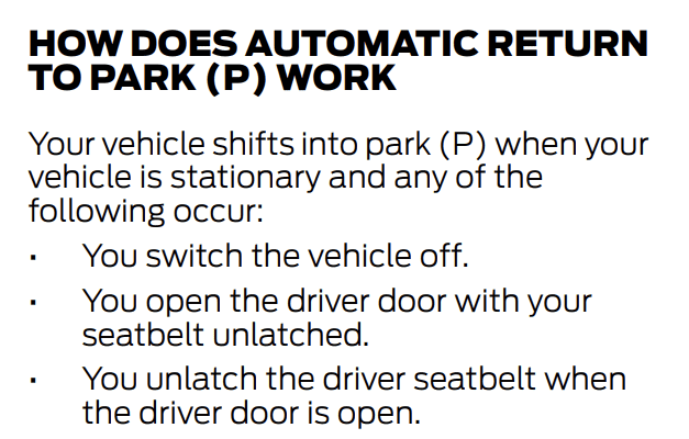 Ford Maverick Auto park if door is opened 1667317893935