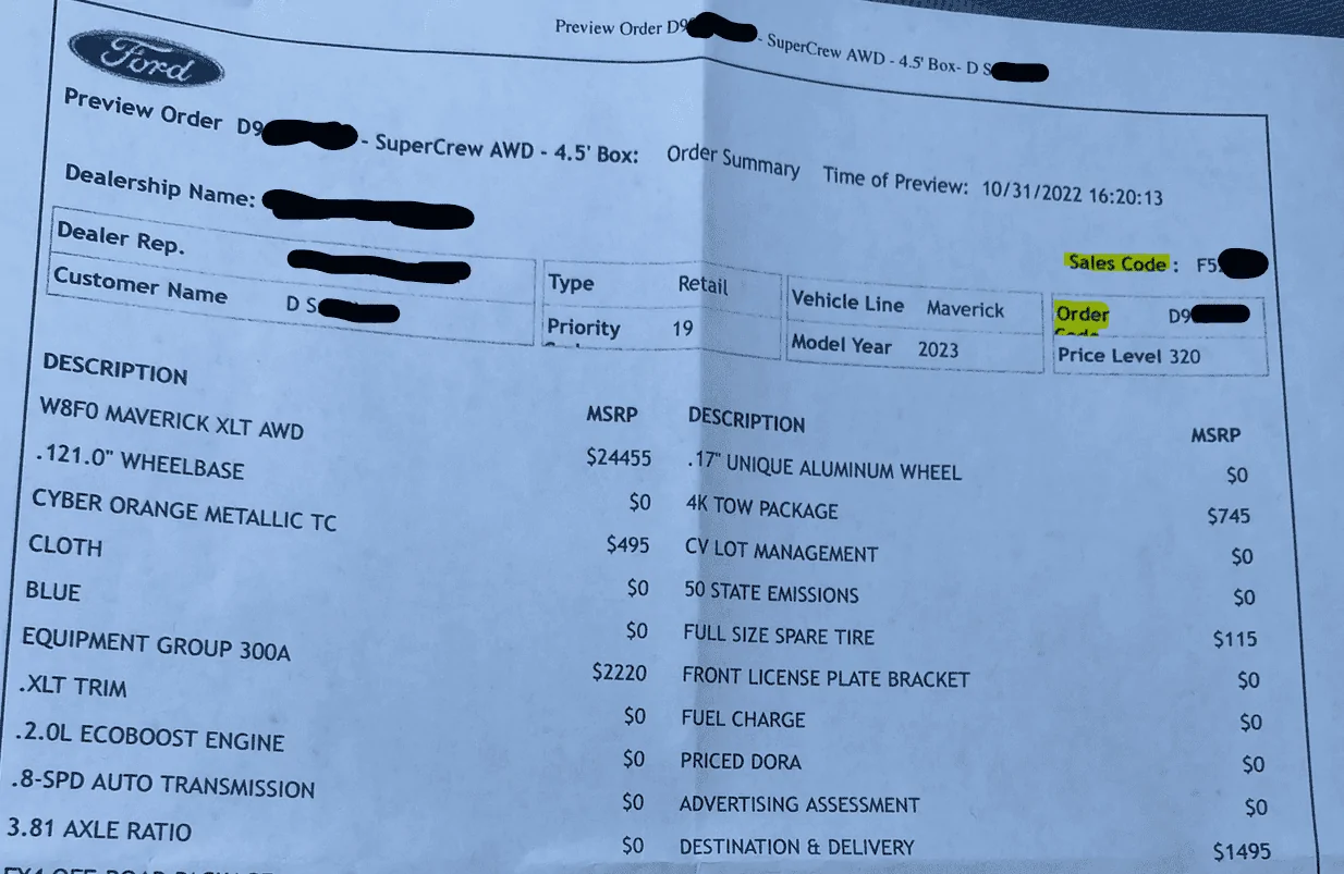 Ford Maverick R99D in order number? 1667483771105