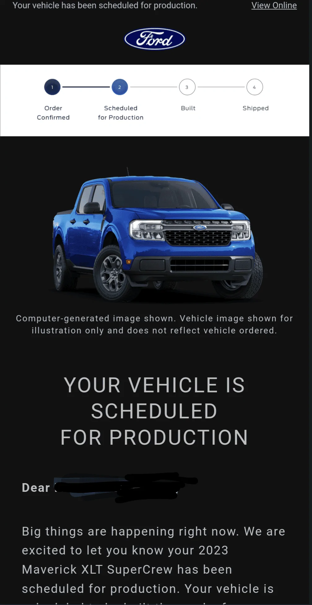Ford Maverick 🙋🏻‍♂️ Post if you received your 2023 Maverick scheduled for production confirmation & VIN today Oct 28! Screenshot_20221103-165626