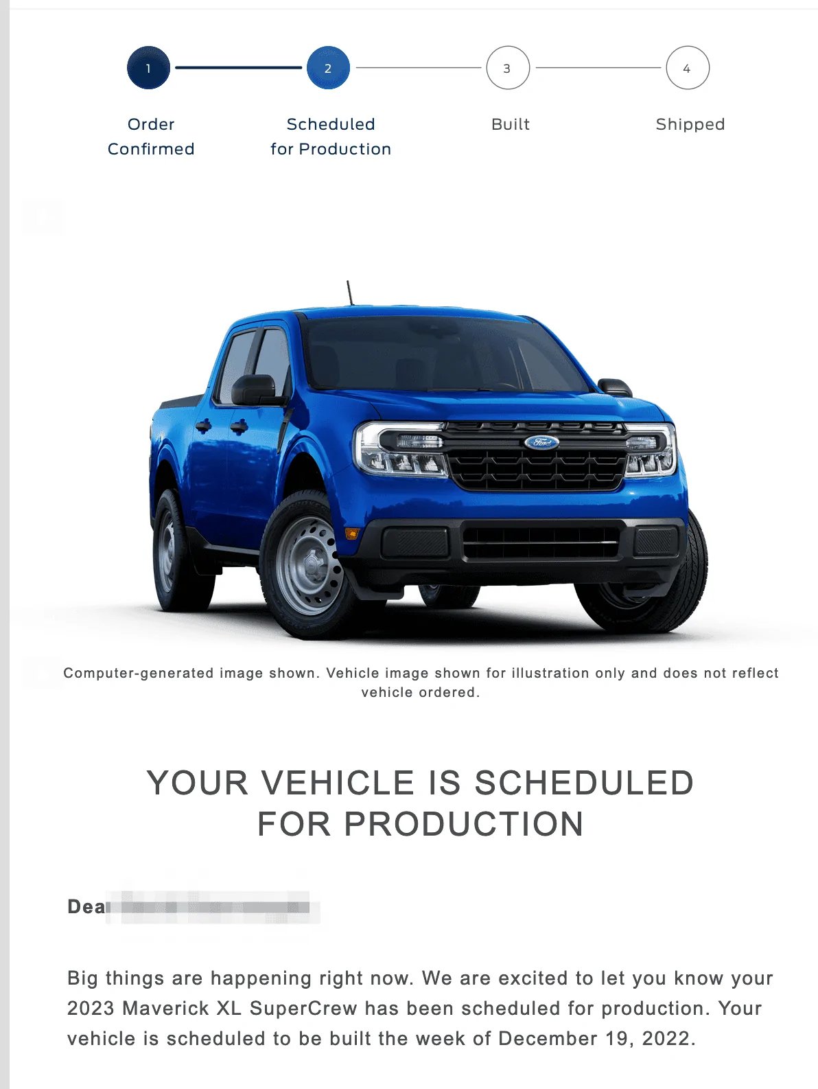 Ford Maverick 🙋🏻‍♂️ Post if you received your 2023 Maverick scheduled for production confirmation & VIN today Oct 28! Your_2023_Maverick_XL_Order__-_cashinmedia_gmail_com_-_Gmail
