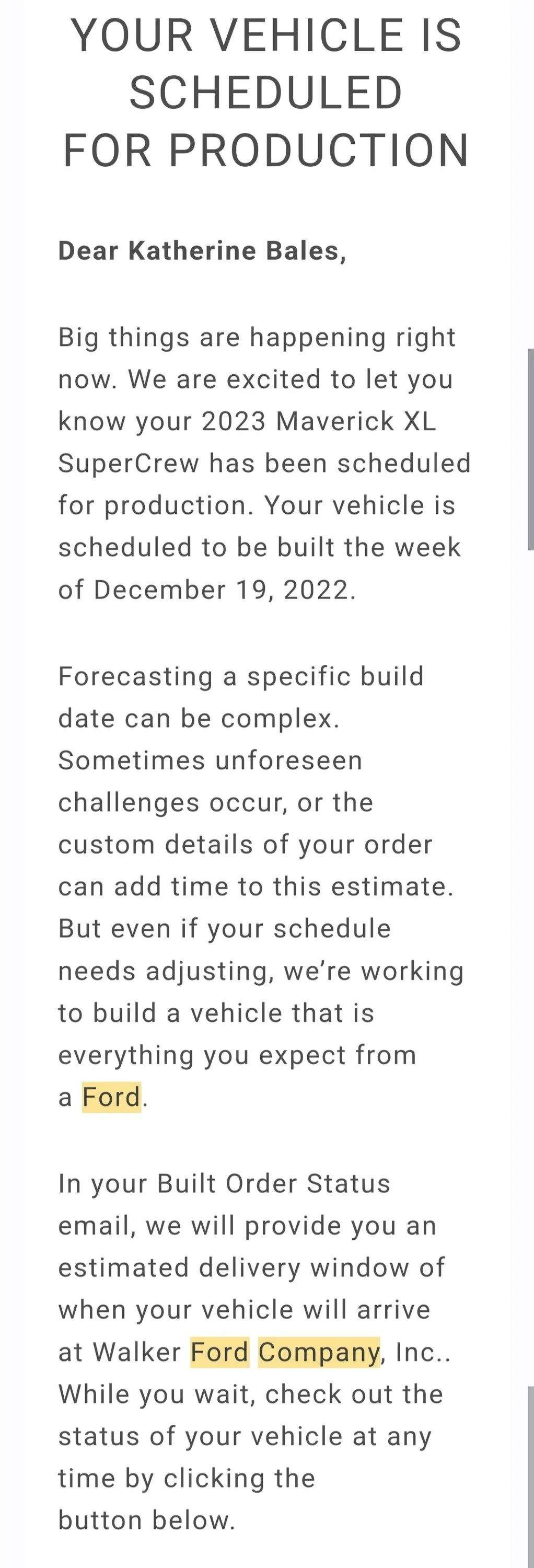 Ford Maverick Scheduled for production email (received 11/3/22) !!!!!!!!!!!!!!!!!!!!!!! Screenshot_20221104-162221_Gmail