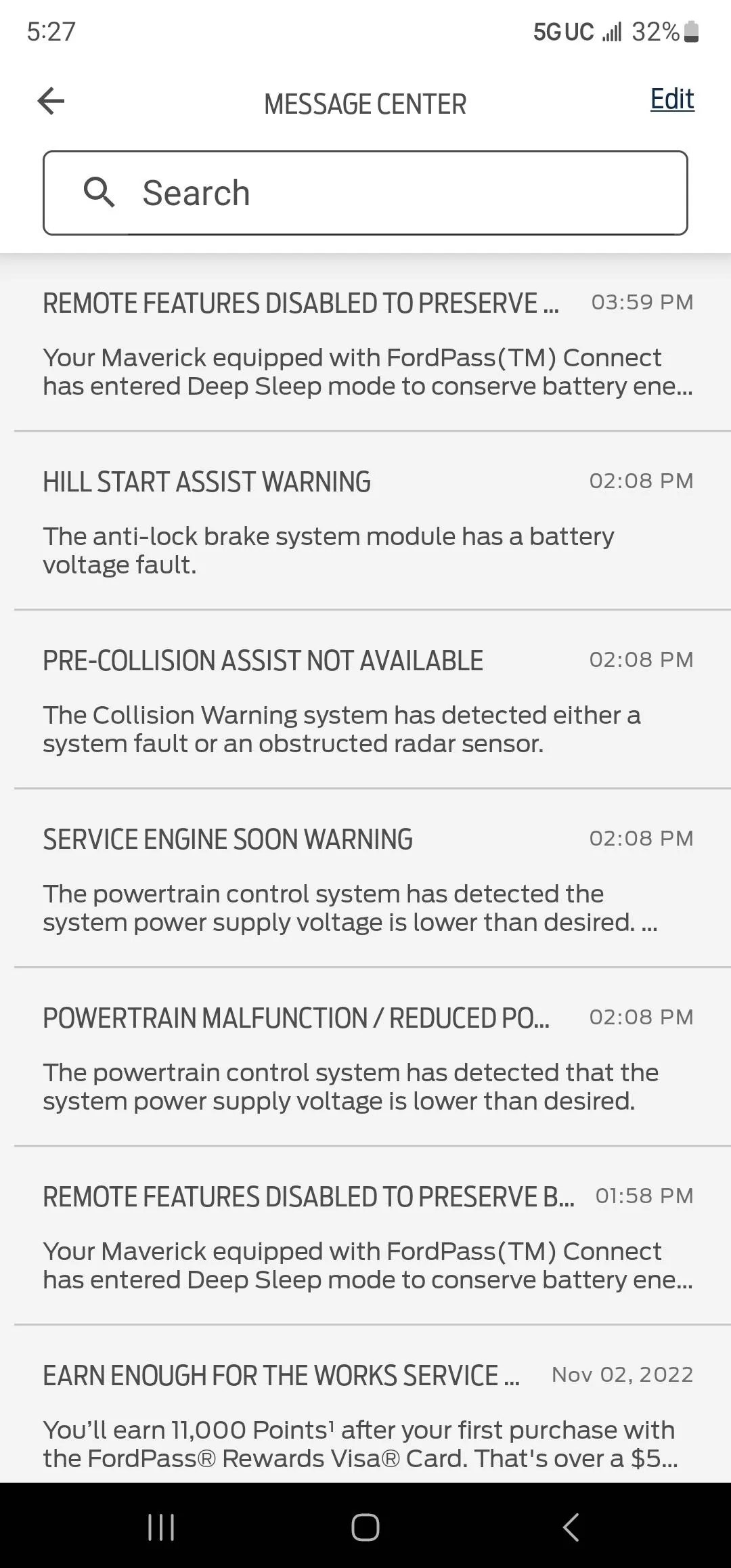 Ford Maverick PLEASE HELP- Service Engine Soon Warning Screenshot_20221104_172735_FordPass