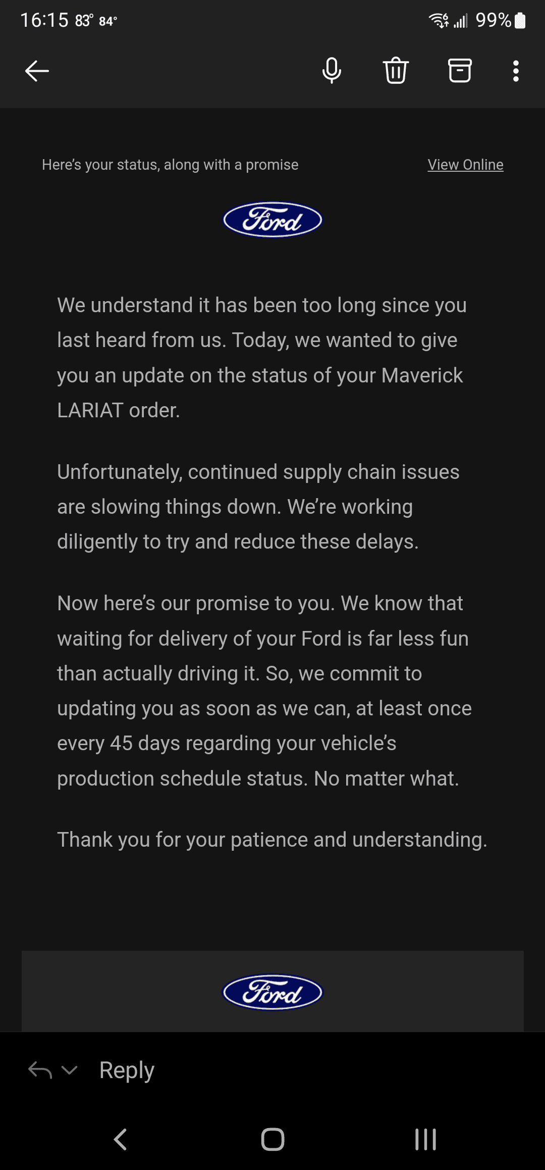 Ford Maverick Any Scheduling This Week? Screenshot_20221108-161503_Outlook