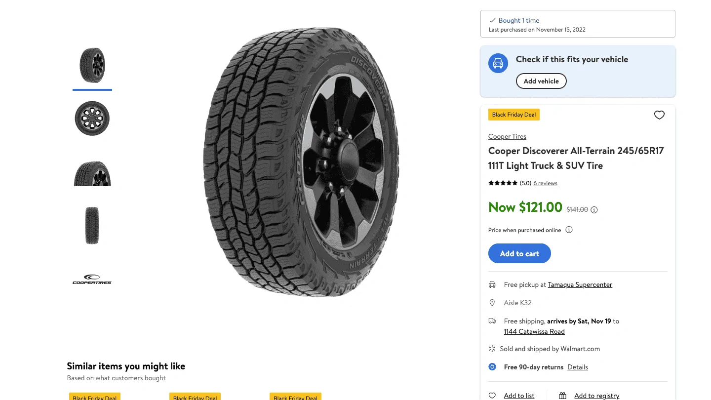 Ford Maverick Black Friday Deal -- Cooper Discoverer ATs Screen Shot 2022-11-16 at 9.19.20 AM