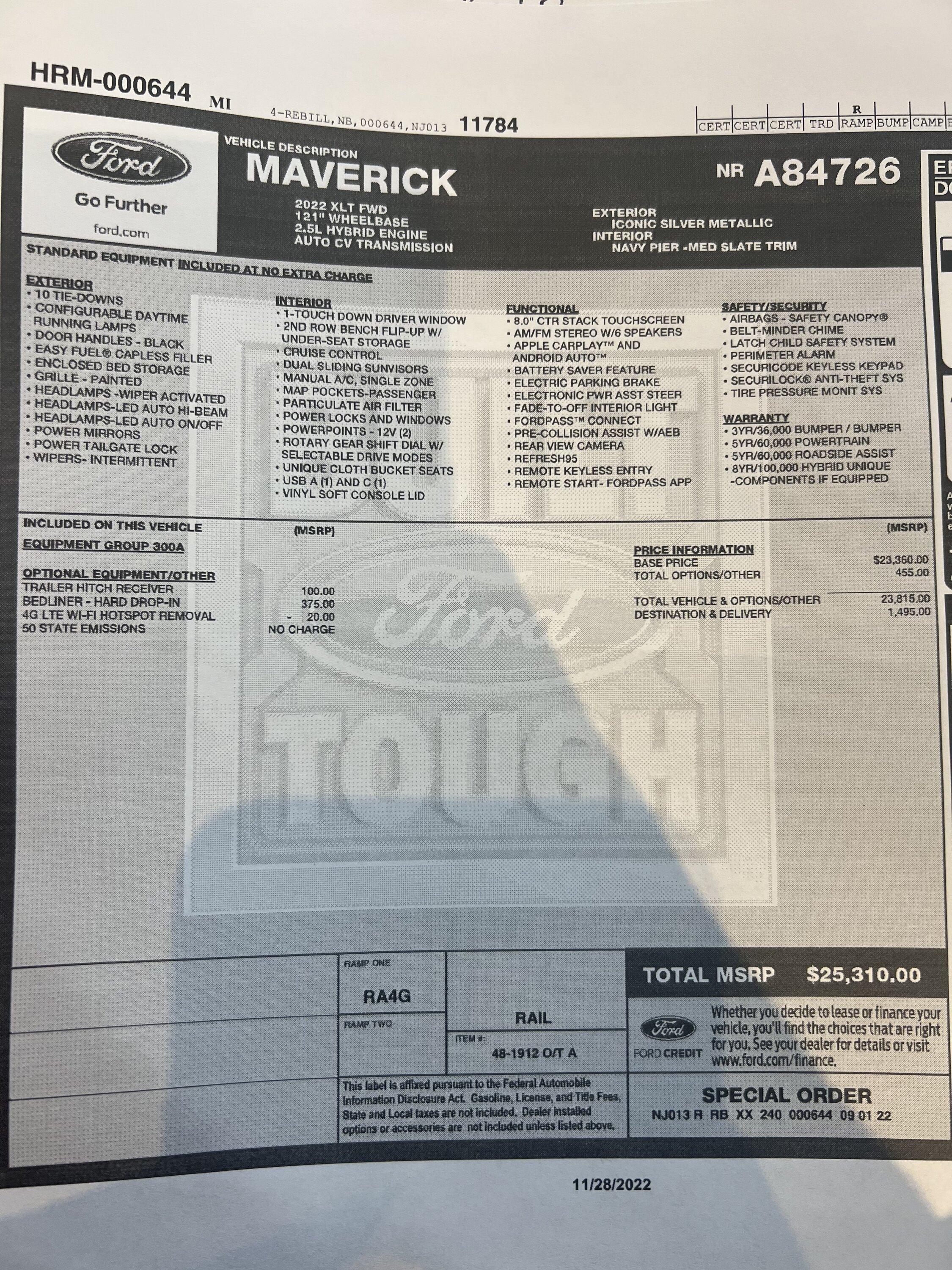 Ford Maverick Hybrid XLT For Sale 909661C8-636A-49DC-8AA3-20CD85E6C014