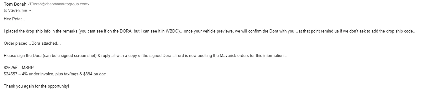 Ford Maverick '22 Maverick Order Invoice Price Discrepancy Maverick cost