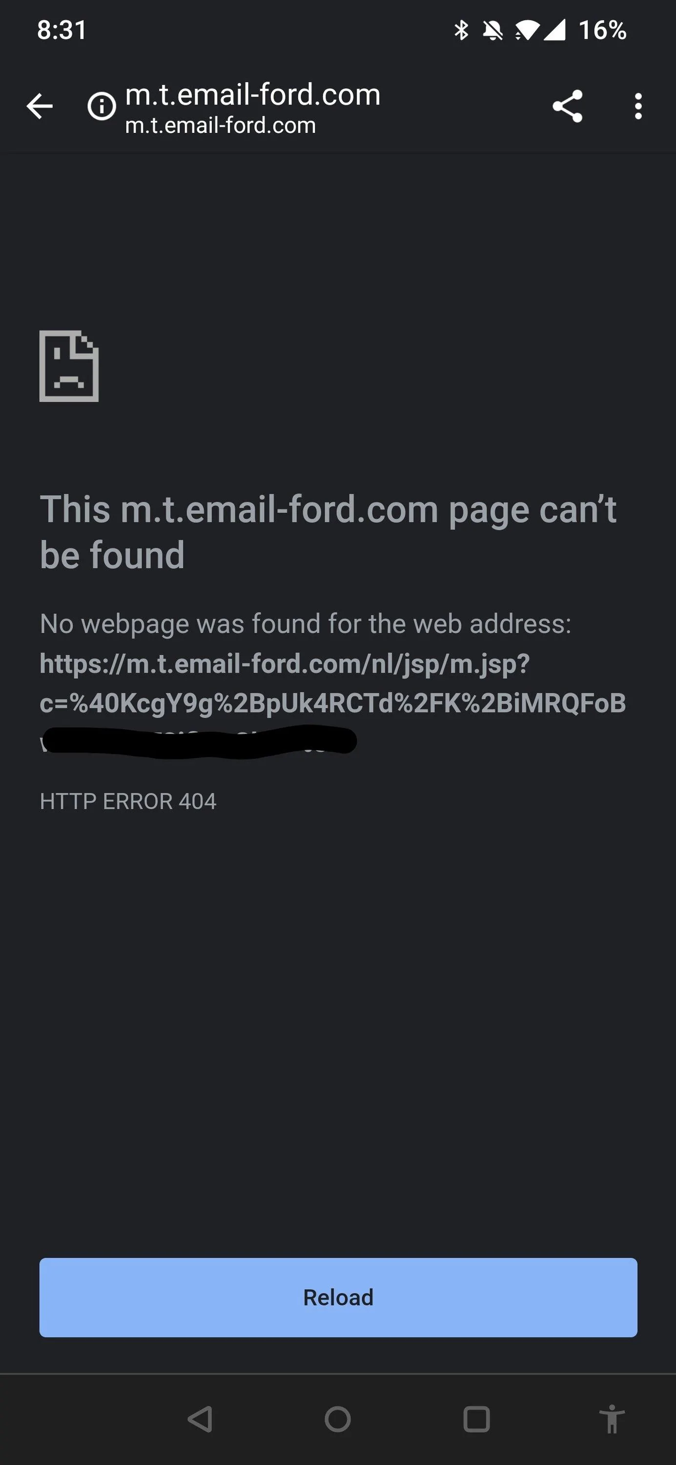 Ford Maverick Confirmation email error page Screenshot_20221201-083125__01