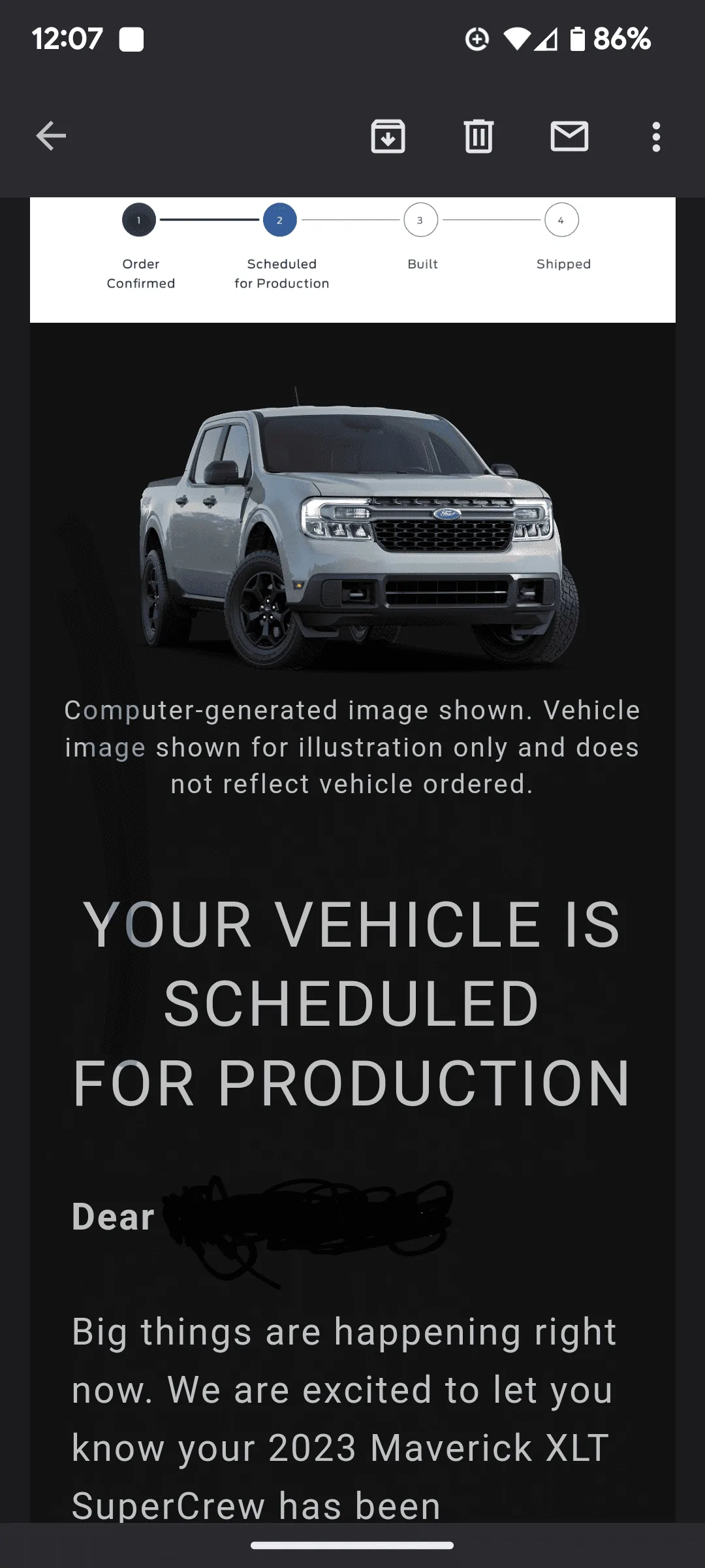 Ford Maverick 📬 12/1/22 Scheduling Email Received Group [EMAILS NOW ARRIVING!] Screenshot_20221201-120719