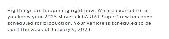 Ford Maverick 📬 12/1/22 Scheduling Email Received Group [EMAILS NOW ARRIVING!] 1669922749633