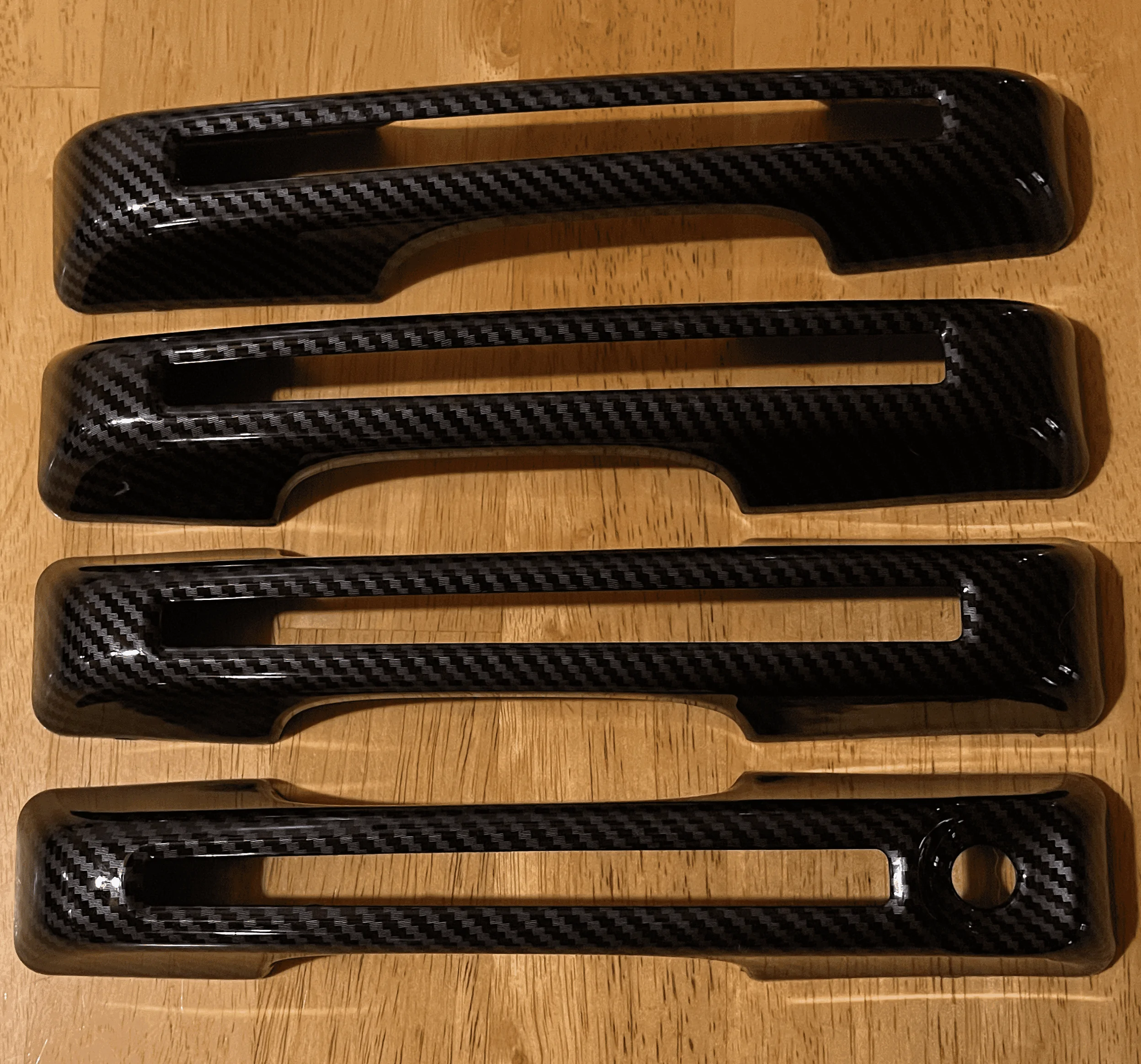 Ford Maverick Stick on Carbon Fiber look Door Handles, Slightly used door handles front