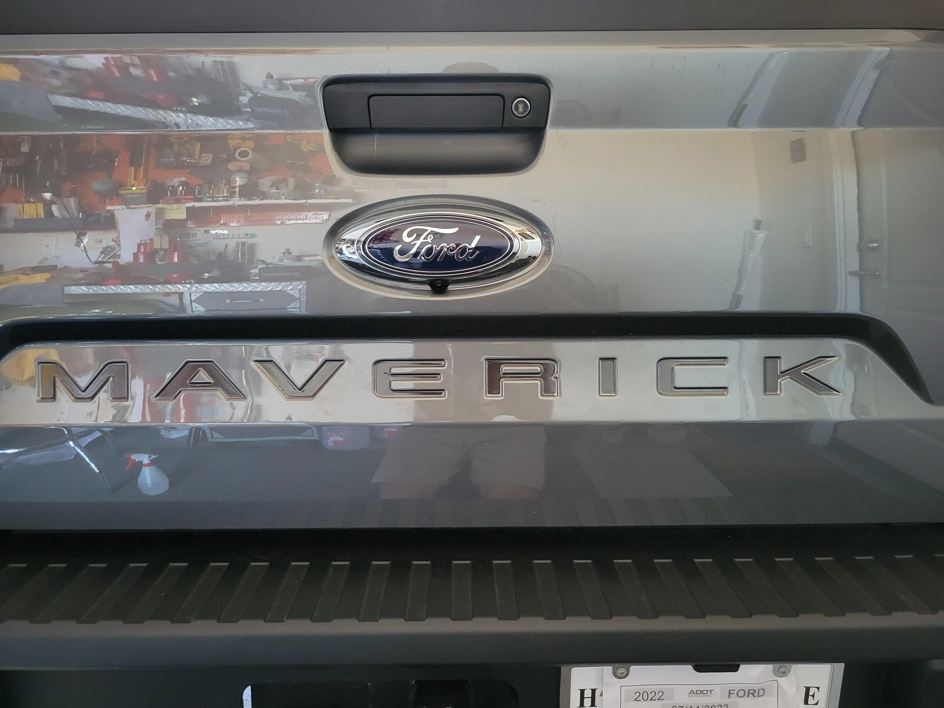 Ford Maverick Black & reflective tailgate letters installed on Area 51 Maverick Letters