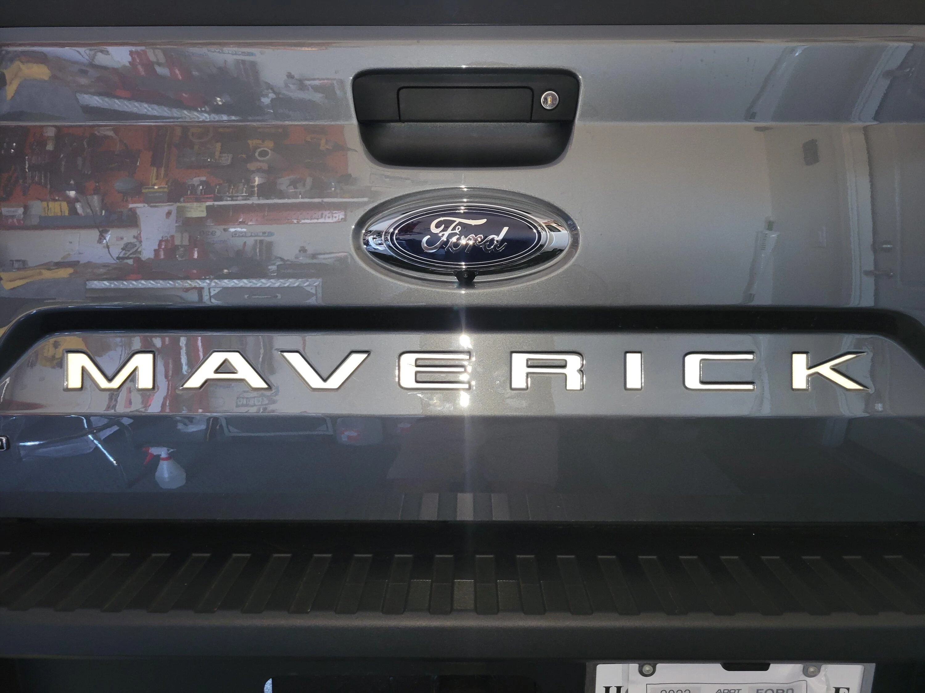 Ford Maverick Black & reflective tailgate letters installed on Area 51 Maverick Letters 2