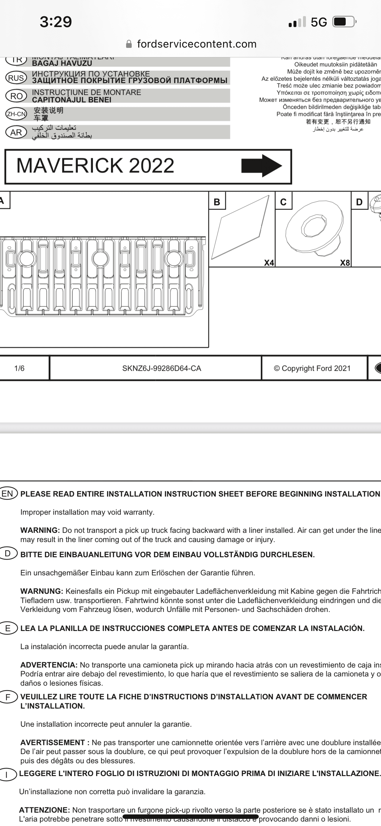 Ford Maverick Tailgate Liner Kit Part No: NZ6Z-9900038-C 1CEDE054-37E1-4890-9C15-1F5A83F54BC9