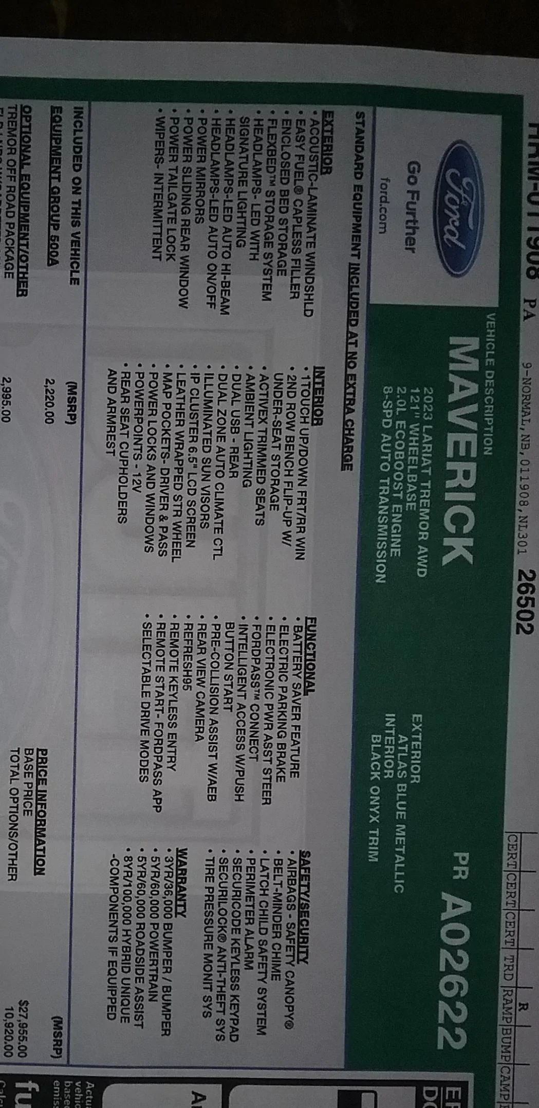 Ford Maverick Look what I got today!!!! 🪟 sticker 20221202_220146