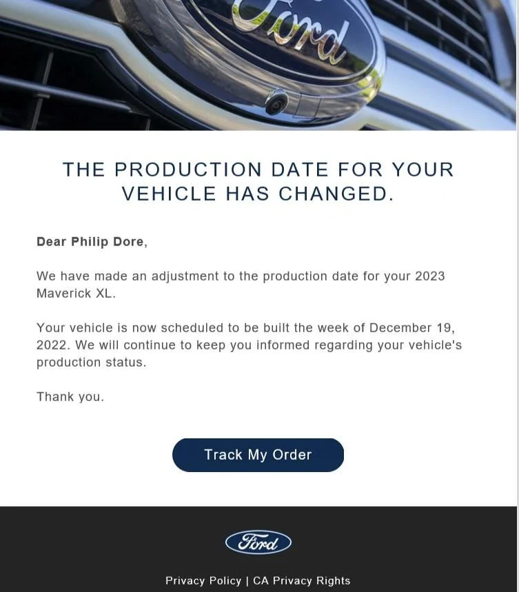Ford Maverick Scheduling on 12/8/22 For All Production Weeks Through January 30; Same Constraints delay
