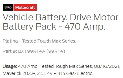 Ford Maverick Is 12 volt battery for hybrid a AGM battery? battery