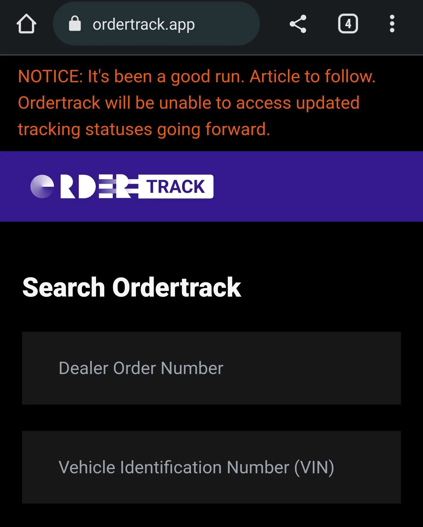 Ford Maverick OrderTrack App shutting down 🥹 Screenshot_20221209_014706_Chrom