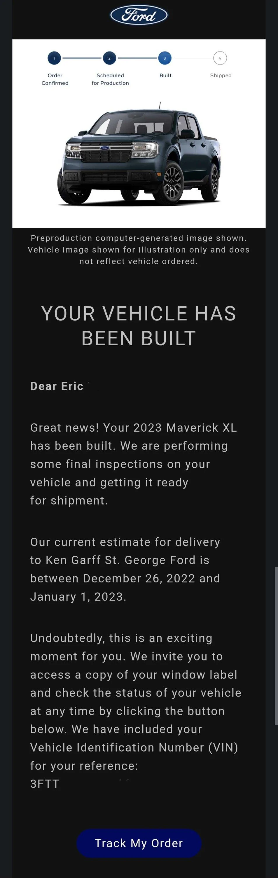 Ford Maverick Ordered 9/15, build date 12/5, built 12/8, shipped 12/10 Screenshot_20221209_181608_Gmail