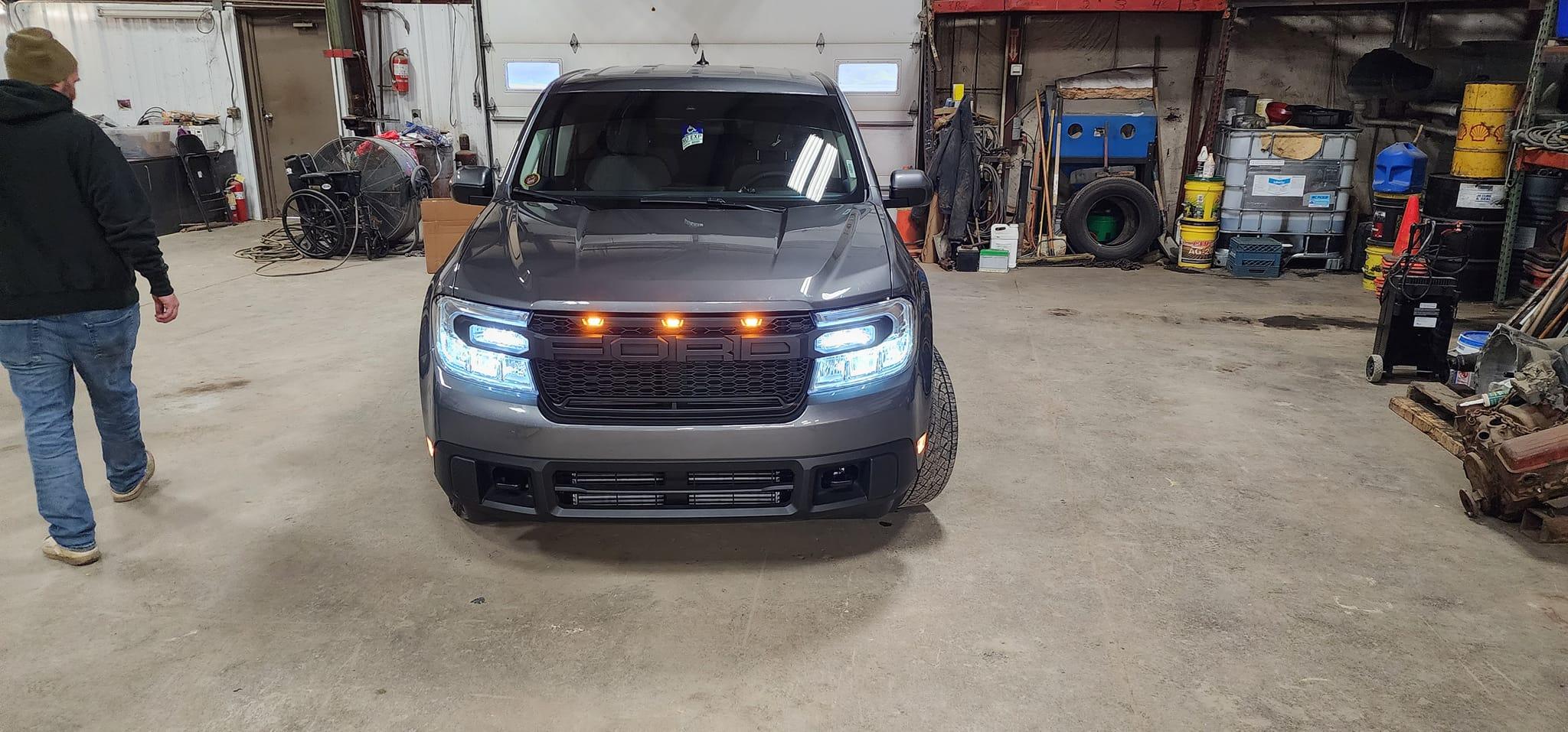Ford Maverick Raptor style grill & lights installed on Maverick XLT 318536041_10224207535949463_2806485660306543395_n